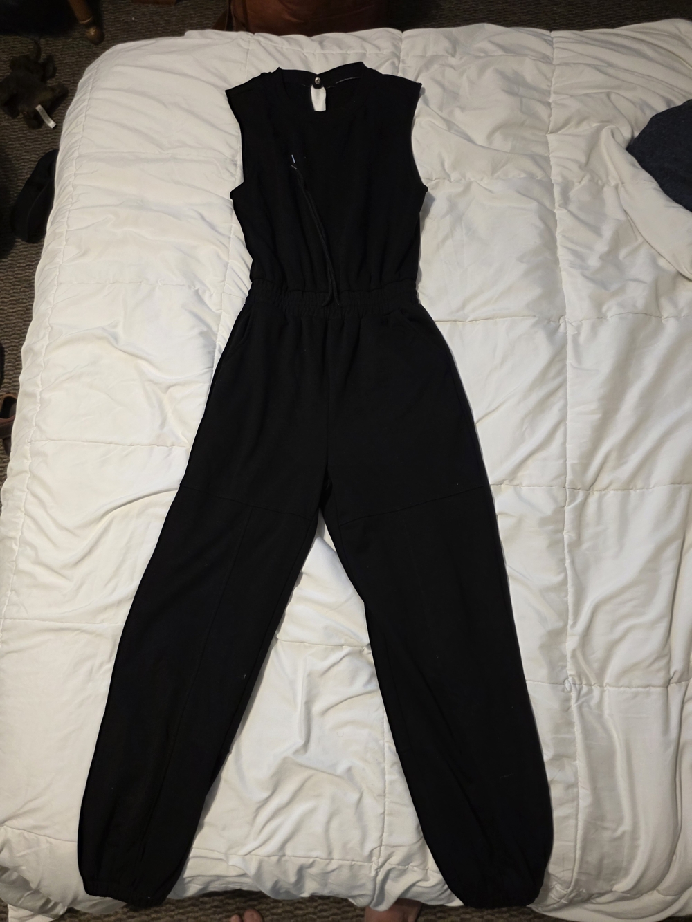 Black Sleeveless Jumpsuit with Elastic Waist